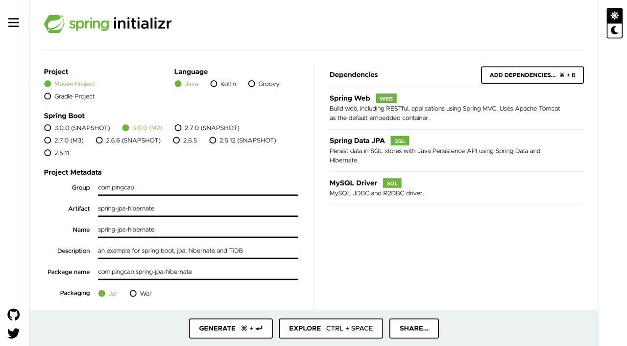 Spring Initializr Config